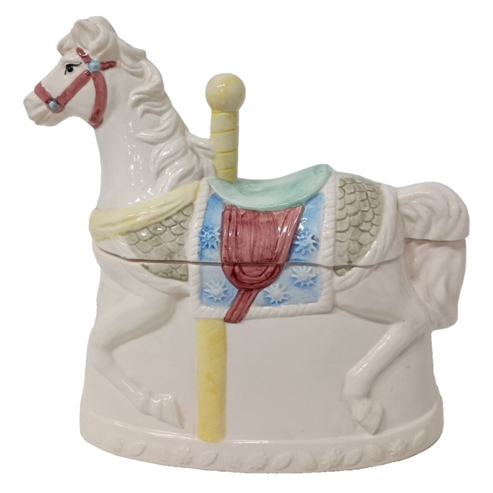 Vintage Heritage Mint Carousel Horse Carnival Ride Cookie Jar Ceramic Figural